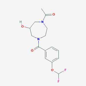 molecular formula C15H18F2N2O4 B5505242 1-acetyl-4-[3-(difluoromethoxy)benzoyl]-1,4-diazepan-6-ol 