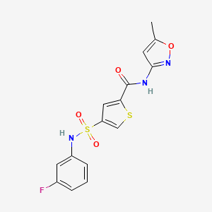 molecular formula C15H12FN3O4S2 B5505270 4-{[(3-氟苯基)氨基]磺酰基}-N-(5-甲基-3-异恶唑基)-2-噻吩甲酰胺 