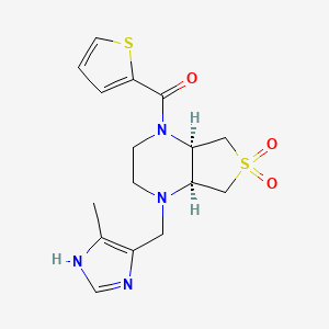 molecular formula C16H20N4O3S2 B5505303 (4aR*,7aS*)-1-[(4-甲基-1H-咪唑-5-基)甲基]-4-(2-噻吩基羰基)八氢噻吩并[3,4-b]吡嗪 6,6-二氧化物 