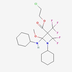 molecular formula C20H30ClF5N2O3 B5505309 2-chloroethyl 1-cyclohexyl-2-(cyclohexylamino)-4,4-difluoro-2-methoxy-3-(trifluoromethyl)-3-azetidinecarboxylate 