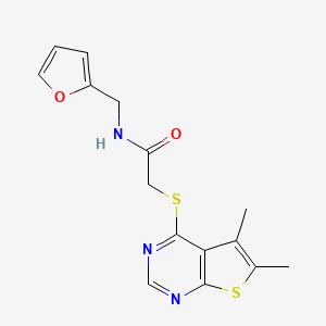 molecular formula C15H15N3O2S2 B5505324 2-[(5,6-dimethylthieno[2,3-d]pyrimidin-4-yl)thio]-N-(2-furylmethyl)acetamide 