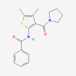 molecular formula C18H20N2O2S B5505409 N-[4,5-dimethyl-3-(1-pyrrolidinylcarbonyl)-2-thienyl]benzamide 