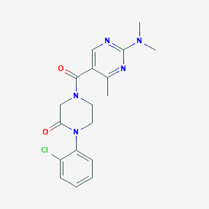 molecular formula C18H20ClN5O2 B5505419 1-(2-chlorophenyl)-4-{[2-(dimethylamino)-4-methyl-5-pyrimidinyl]carbonyl}-2-piperazinone 