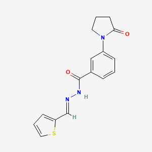 molecular formula C16H15N3O2S B5505435 3-(2-oxo-1-pyrrolidinyl)-N'-(2-thienylmethylene)benzohydrazide 