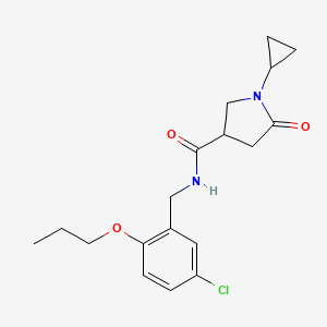 molecular formula C18H23ClN2O3 B5505458 N-(5-chloro-2-propoxybenzyl)-1-cyclopropyl-5-oxo-3-pyrrolidinecarboxamide 