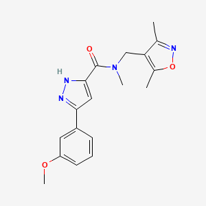 molecular formula C18H20N4O3 B5505472 N-[(3,5-dimethyl-4-isoxazolyl)methyl]-3-(3-methoxyphenyl)-N-methyl-1H-pyrazole-5-carboxamide 