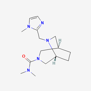 molecular formula C15H25N5O B5505543 (1R*,5R*)-N,N-dimethyl-6-[(1-methyl-1H-imidazol-2-yl)methyl]-3,6-diazabicyclo[3.2.2]nonane-3-carboxamide 
