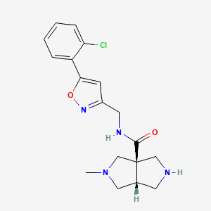 molecular formula C18H21ClN4O2 B5505553 rel-(3aR,6aR)-N-{[5-(2-chlorophenyl)-3-isoxazolyl]methyl}-2-methylhexahydropyrrolo[3,4-c]pyrrole-3a(1H)-carboxamide dihydrochloride 