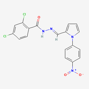 molecular formula C18H12Cl2N4O3 B5505571 2,4-dichloro-N'-{[1-(4-nitrophenyl)-1H-pyrrol-2-yl]methylene}benzohydrazide 