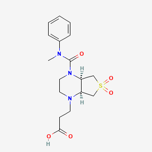 molecular formula C17H23N3O5S B5505612 3-[(4aR*,7aS*)-4-{[methyl(phenyl)amino]carbonyl}-6,6-dioxidohexahydrothieno[3,4-b]pyrazin-1(2H)-yl]propanoic acid 