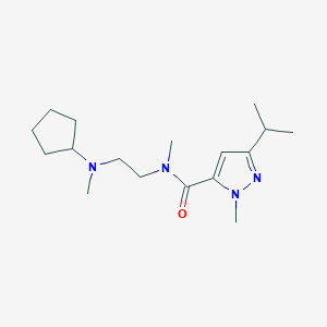 molecular formula C17H30N4O B5505628 N-{2-[cyclopentyl(methyl)amino]ethyl}-3-isopropyl-N,1-dimethyl-1H-pyrazole-5-carboxamide 