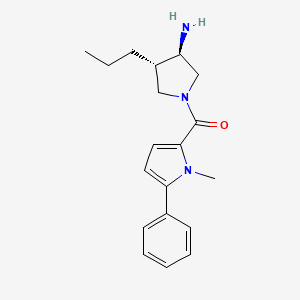 molecular formula C19H25N3O B5505649 (3R*,4S*)-1-[(1-methyl-5-phenyl-1H-pyrrol-2-yl)carbonyl]-4-propylpyrrolidin-3-amine 