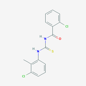 molecular formula C15H12Cl2N2OS B5505683 2-chloro-N-{[(3-chloro-2-methylphenyl)amino]carbonothioyl}benzamide 