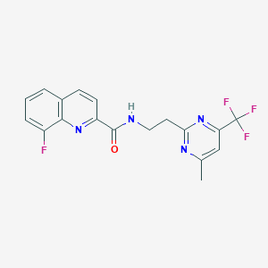 molecular formula C18H14F4N4O B5505697 8-fluoro-N-{2-[4-methyl-6-(trifluoromethyl)-2-pyrimidinyl]ethyl}-2-quinolinecarboxamide 