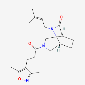 molecular formula C20H29N3O3 B5505748 (1S*,5R*)-3-[3-(3,5-dimethyl-4-isoxazolyl)propanoyl]-6-(3-methyl-2-buten-1-yl)-3,6-diazabicyclo[3.2.2]nonan-7-one 
