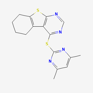 molecular formula C16H16N4S2 B5505803 4-[(4,6-dimethyl-2-pyrimidinyl)thio]-5,6,7,8-tetrahydro[1]benzothieno[2,3-d]pyrimidine 