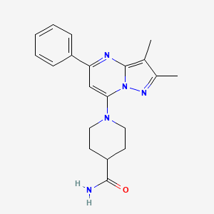 molecular formula C20H23N5O B5505831 1-(2,3-二甲基-5-苯基吡唑并[1,5-a]嘧啶-7-基)-4-哌啶甲酰胺 