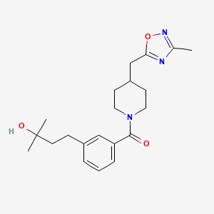 molecular formula C21H29N3O3 B5505842 2-methyl-4-[3-({4-[(3-methyl-1,2,4-oxadiazol-5-yl)methyl]-1-piperidinyl}carbonyl)phenyl]-2-butanol 