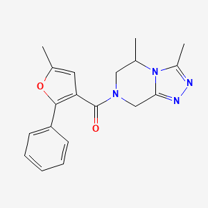 molecular formula C19H20N4O2 B5505857 3,5-dimethyl-7-(5-methyl-2-phenyl-3-furoyl)-5,6,7,8-tetrahydro[1,2,4]triazolo[4,3-a]pyrazine 