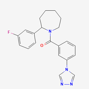 molecular formula C21H21FN4O B5505865 2-(3-氟苯基)-1-[3-(4H-1,2,4-三唑-4-基)苯甲酰]氮杂环己烷 