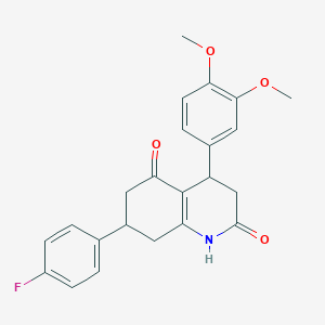 molecular formula C23H22FNO4 B5505869 4-(3,4-dimethoxyphenyl)-7-(4-fluorophenyl)-4,6,7,8-tetrahydro-2,5(1H,3H)-quinolinedione 