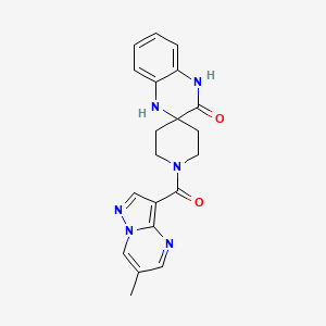 molecular formula C20H20N6O2 B5505875 1-[(6-methylpyrazolo[1,5-a]pyrimidin-3-yl)carbonyl]-1',4'-dihydro-3'H-spiro[piperidine-4,2'-quinoxalin]-3'-one 