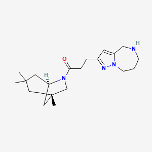 molecular formula C20H32N4O B5505919 2-{3-oxo-3-[rel-(1S,5R)-1,3,3-trimethyl-6-azabicyclo[3.2.1]oct-6-yl]propyl}-5,6,7,8-tetrahydro-4H-pyrazolo[1,5-a][1,4]diazepine hydrochloride 