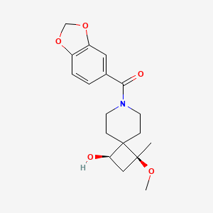 molecular formula C18H23NO5 B5505928 (1R*,3S*)-7-(1,3-benzodioxol-5-ylcarbonyl)-3-methoxy-3-methyl-7-azaspiro[3.5]nonan-1-ol 