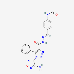 molecular formula C20H17N9O3 B5505942 N-[4-(2-{[1-(4-amino-1,2,5-oxadiazol-3-yl)-5-phenyl-1H-1,2,3-triazol-4-yl]carbonyl}carbonohydrazonoyl)phenyl]acetamide 