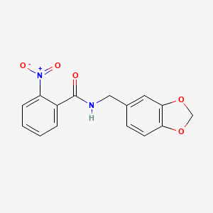 molecular formula C15H12N2O5 B5505989 N-(1,3-苯并二氧杂环-5-基甲基)-2-硝基苯甲酰胺 