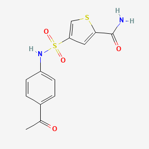 molecular formula C13H12N2O4S2 B5506085 4-{[(4-acetylphenyl)amino]sulfonyl}-2-thiophenecarboxamide 