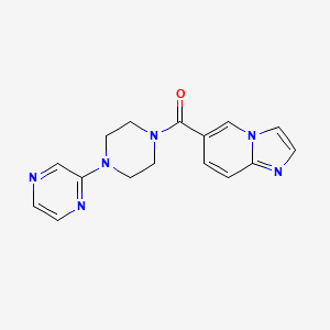 molecular formula C16H16N6O B5506095 6-[(4-pyrazin-2-ylpiperazin-1-yl)carbonyl]imidazo[1,2-a]pyridine 