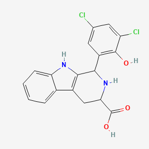 molecular formula C18H14Cl2N2O3 B5506103 1-(3,5-dichloro-2-hydroxyphenyl)-2,3,4,9-tetrahydro-1H-beta-carboline-3-carboxylic acid 