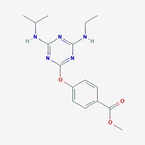 molecular formula C16H21N5O3 B5506109 methyl 4-{[4-(ethylamino)-6-(isopropylamino)-1,3,5-triazin-2-yl]oxy}benzoate 