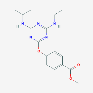 molecular formula C16H21N5O3 B5506109 4-{[4-(乙基氨基)-6-(异丙基氨基)-1,3,5-三嗪-2-基]氧基}苯甲酸甲酯 