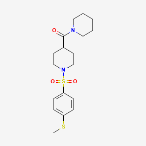 molecular formula C18H26N2O3S2 B5506116 1-{[4-(methylthio)phenyl]sulfonyl}-4-(1-piperidinylcarbonyl)piperidine 