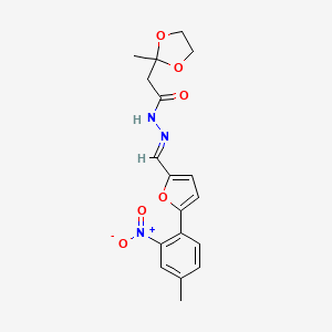 molecular formula C18H19N3O6 B5506130 2-(2-甲基-1,3-二氧戊环-2-基)-N'-{[5-(4-甲基-2-硝基苯基)-2-呋喃基]亚甲基}乙酰肼 