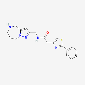 2-(2-phenyl-1,3-thiazol-4-yl)-N-(5,6,7,8-tetrahydro-4H-pyrazolo[1,5-a][1,4]diazepin-2-ylmethyl)acetamide hydrochloride