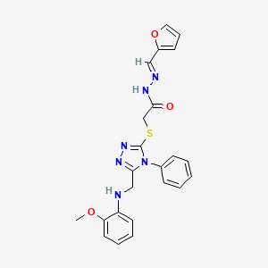 N'-[(E)-1-(2-FURYL)METHYLIDENE]-2-({5-[(2-METHOXYANILINO)METHYL]-4-PHENYL-4H-1,2,4-TRIAZOL-3-YL}SULFANYL)ACETOHYDRAZIDE