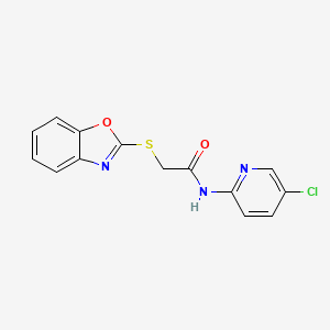 molecular formula C14H10ClN3O2S B5506220 2-(1,3-benzoxazol-2-ylthio)-N-(5-chloro-2-pyridinyl)acetamide 