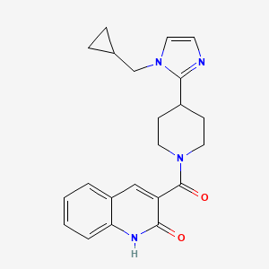 molecular formula C22H24N4O2 B5506222 3-({4-[1-(环丙基甲基)-1H-咪唑-2-基]-1-哌啶基}羰基)-2(1H)-喹啉酮 