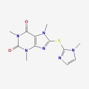 molecular formula C12H14N6O2S B5506226 1,3,7-三甲基-8-[(1-甲基-1H-咪唑-2-基)硫]-3,7-二氢-1H-嘌呤-2,6-二酮 