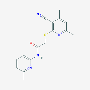 molecular formula C16H16N4OS B5506229 2-[(3-cyano-4,6-dimethylpyridin-2-yl)thio]-N-(6-methylpyridin-2-yl)acetamide 