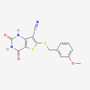 molecular formula C15H11N3O3S2 B5506259 4-hydroxy-6-[(3-methoxybenzyl)thio]-2-oxo-1,2-dihydrothieno[3,2-d]pyrimidine-7-carbonitrile 
