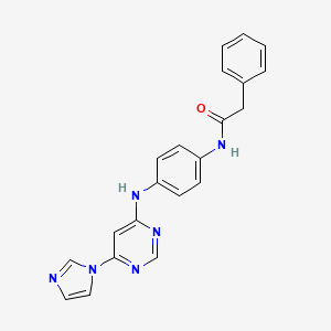 molecular formula C21H18N6O B5506263 N-(4-{[6-(1H-imidazol-1-yl)-4-pyrimidinyl]amino}phenyl)-2-phenylacetamide 