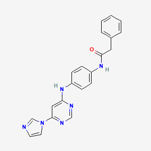 molecular formula C21H18N6O B5506263 N-(4-{[6-(1H-咪唑-1-基)-4-嘧啶基]氨基}苯基)-2-苯基乙酰胺 