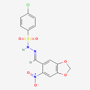 molecular formula C14H10ClN3O6S B5506295 4-chloro-N'-[(6-nitro-1,3-benzodioxol-5-yl)methylene]benzenesulfonohydrazide 