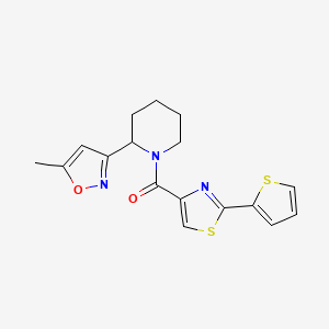 molecular formula C17H17N3O2S2 B5506304 2-(5-methyl-3-isoxazolyl)-1-{[2-(2-thienyl)-1,3-thiazol-4-yl]carbonyl}piperidine 