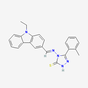 molecular formula C24H21N5S B5506326 4-{[(9-ethyl-9H-carbazol-3-yl)methylene]amino}-5-(2-methylphenyl)-4H-1,2,4-triazole-3-thiol 