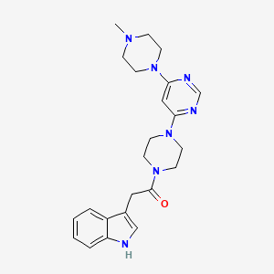 molecular formula C23H29N7O B5506402 3-(2-{4-[6-(4-甲基-1-哌嗪基)-4-嘧啶基]-1-哌嗪基}-2-氧代乙基)-1H-吲哚 